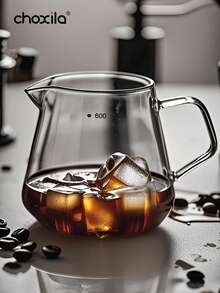 choxila 1pc High Borosilicate Glass Coffee Sharing Pot 600ml,Pour-Over Coffee Pot With Scale,Smoky Grey,2-4 Cups,For Home Sharing Or Party And Camping,Coffee Maker,Coffee Accessories Back To School - Glass Sharing Pot - View 4