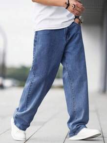 Teenagers/Young Men Minimalist Straight Leg Denim Jeans