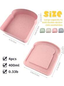 Reusable Bento Box For Sandwiches & Lunch – Toast-Shaped Plastic Container With Leak-Proof Lid, Microwave & Dishwasher Friendly – Ideal For Families Or Adults – Practical Kitchen Supplies
