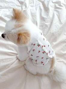 Canotta a fantasia floreale con spalline sottili, abbigliamento per animali domestici per cani di piccola taglia come Teddy, Poodle, Yorkshire Terrier, adatto per primavera, estate, autunno