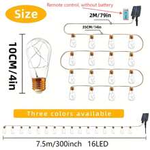 1 peça de 16 LEDs de corda solar, 8 modos, controle remoto, energia solar, decoração para festa de aniversário, casamento, varanda, pátio, jardim, Ação de Graças e Natal