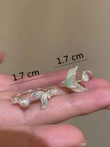 2pcs/Set Fashionable Mermaid Tail Design Open Ring, Suitable For Women's Daily Wear - Multicolor - View 6