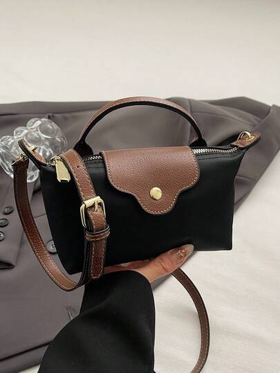 Bolso de mano tipo dumpling de color block de moda casual y versátil para mujeres, bolso tote cuadrado minimalista, cartera con asa con estilo, bolso retro con correa de hombro desmontable, adecuado para chicas, estudiantes universitarias, jóvenes profesionales y damas de oficina, perfecto para oficina, campus, trabajo, negocios y ocasiones de traslado