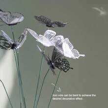 10 Pack Vintage-Style Black & White PVC Waterproof Garden Stakes - Realistic Butterfly Decor For Weddings, Outdoor Home Decor, No Electricity Needed, Wedding Decorations | Rustic Charm | Decoration