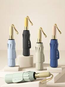 1pc Fully Automatic Jumbo Umbrella, Weather-Proof Black Coating UV Protection Folding Dual-Purpose Sun & Rain Umbrella, Suitable For Outdoor Travel Use - Multicolor - View 1