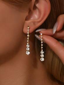 Pendientes de cristal geométrico con borla brillante aptos para uso en fiestas de cumpleaños, bodas y ocasiones especiales de las damas