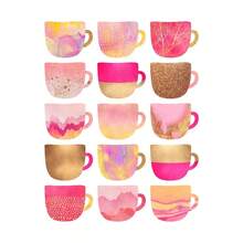 可选框架可爱咖啡杯帆布画北欧拿铁海报和印刷品墙壁艺术画适用于咖啡馆家居装饰餐厅厨房绘画可重复使用框架，带框架厨房装饰的墙壁艺术 - 彩色 - 查看 45