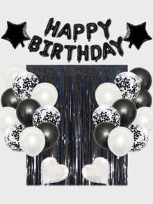 2 buc 2m * 1m Perdea de ploaie cu ciucuri, baloane, fundal decor pentru petrecere, disponibile în albastru, verde, roz, violet, auriu-roz, negru, auriu, roșu, argintiu pentru nuntă, ziua de naștere, absolvire, aniversare, articole pentru petrecere - Multicolor - Vizualizare 7