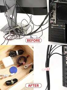 5/25pcs Silicone Cable Ties, Reusable For Earphones, Phone Chargers, Mice, Audio Devices, Computers, Suitable For Home, Office, Kitchen, School (5 Colors) - Multicolor - View 7