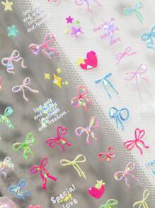 Un nuevo pegatina de arte creativo para uñas, pegatinas adhesivas para uñas con conchas grabadas, lazos brillantes, estrellas, corazones y otros diseños, adecuado para uso personal DIY y en libros de contabilidad lindos