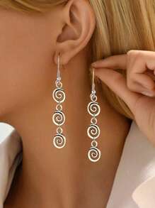 1 Pair Retro Distressed Versatile Creative Fashion Spiral Geometric Dangle Earrings, Suitable For Women Everyday/Travel Outfits