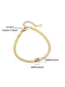 12款彩色诞生石心形不锈钢手链，18K镀金防褪色刀锋链手链，女士/妈妈适用，金色婚礼首饰/度假配饰，情人节和母亲节礼物