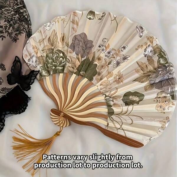 Ink Painting Hand Fan With Tassel - Portable Dance Fan, Elegant Handheld Accessory - Handheld Fan - Decorative Art Photo Background