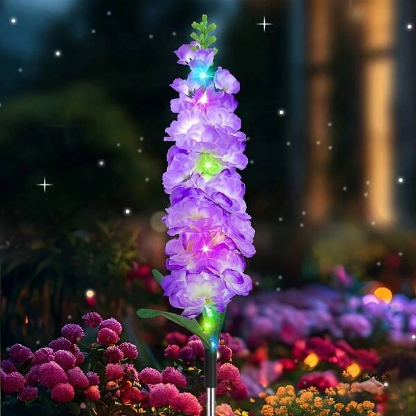 1/2 pezzi Luci solari a iacinto, LED a colori solari a gladiolo, regalo decorativo da giardino per la festa della mamma, luce da palo in legno per esterno, IP44