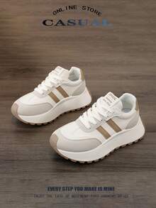 أحذية برونزية مريحة عصرية سميكة الأوتاد للصيف والخريف 2025، أحذية رياضية سميكة للنساء، أحذية تزلج للطالبات