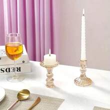 1 Piece/2 Pieces Pole Candle Holder Vintage Creative Glass Candle Holder Wedding Party Potluck Holiday Long Pole Candle Base Decoration Ins Ornament