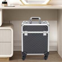 YUNRUX Professional Makeup Case, Multifunctional Cosmetic Trolley, Large Storage Case For Nails - 黑色 - 查看 9