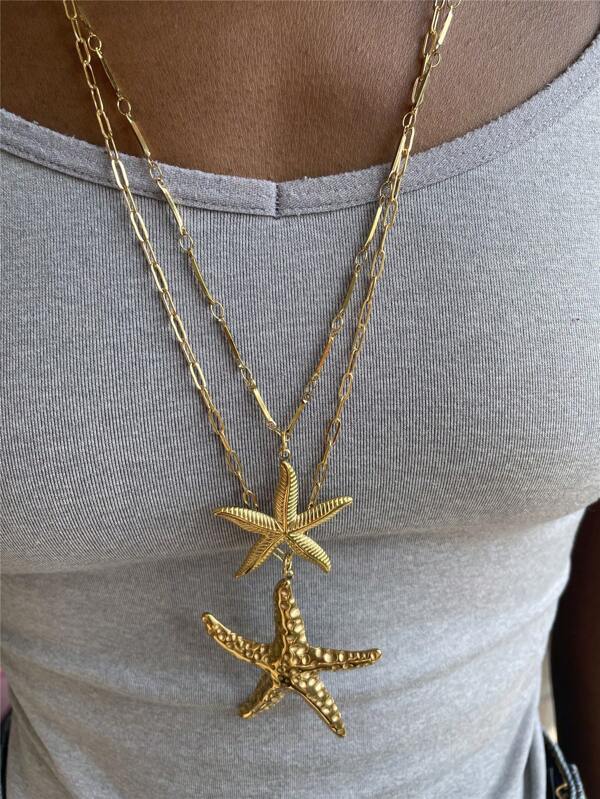Mode minimalistische roestvrijstalen zeesterketting, zomerse nieuwe aankomst
