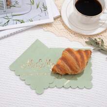 100 pièces Serviettes de cocktail, 2 épaisseurs 5 X 5 pouces serviettes jetables festonnées, serviettes à dessert épaisses et de qualité supérieure pour fête, mariage, dîner, anniversaire, festival (Vert sauge)
