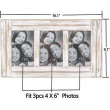 Triple Hinged 3 Picture Frame 4X6 Distressed Wooden Photo Frame For Tabletop Display Picture College Frame Holiday Christmas Home Decor - 4*6 白色 - 查看 4