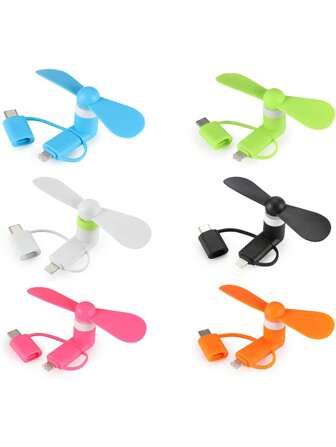 6pcs/3pcs/1PC Mini Mobile Phone Fans - Colorful And Powerful Three-In-One Fans, Compatible With IPhone, IPad, Android Smartphones And Tablets - Summer Mobile Phone Accessories