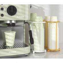 1 pieza Dispensador de vasos de papel desechables multifunción, soporte para vasos de enfriador de agua, estante para vasos de escritorio sin perforación, soporte para vasos de fácil almacenamiento, portavasos creativo, higiénico, ordenado, esencial para reuniones familiares, fiestas y eventos, color dorado de alta gama