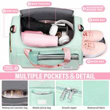 Sport Gym Bag For Women Men,With Independent Shoe Compartmentand Toiletry Pouch,Super Capacity, Suitable For Business,Travel,Hospital,Overnight,Weekend ,Duffel,Carry On Bag Etc(Green) - 綠色 - 查看 4