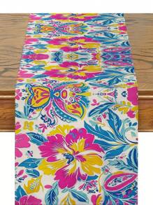 1pc Modern Sunface, Sunflower, Coconut Tree Printed Tablecloth, Kitchen Dining Room Decor, Holiday Decor, Home Gathering Decor, Home Decor, Scene Decor, Outdoor Dining Table, Coffee Table Decor