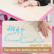 Huisuilinss Kids Table And 6 Chairs Set,Toddler Table And Chair Set,Height Adjustable Children Multi-Activity Table,Kids Study Table Activity Table With Graffiti Desktop,Non-Slip Legs For Ages 2-10,Daycare Classroom Preschool - 粉色 - 查看 6