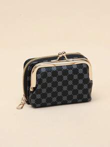 Fashion Letter Print Trifold Multi Card Slot Chain Separable Multifunctional Compact Women Wallet For Women Wallet Mini Wallet Purse Wallet Small Wallet Cute Wallet Men Wallet Leather - Black - View 7