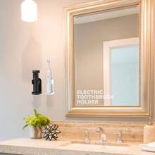 1pc Spiral Pattern Electric Toothbrush/Razor Holder, Wall-Mounted Non-Slip Strong Adhesive Toothbrush Organizer, Adjustable Bathroom Base Stand, Suitable For Razors, Beauty Devices, Toothpaste (Black & White) Bathroom Accessories - Multicolor - View 6