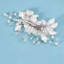 Peineta de boda con perlas hecha a mano, accesorios de color plata para decoración de vestido de novia