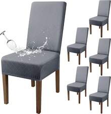 Fundas para sillas Pack de 6 fundas para sillas de comedor Removibles Y Lavables Fundas Decorativas de Sillas de Comedor Duradera Poliéster funda para sillas,para Comedor, Hotel, Comedor, Ceremonia - Gris Claro - Ver 8