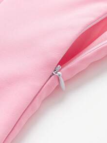 Vestido corto sin mangas de unicolor con lazo en el bajo para mujeres - Rosa - Ver 4