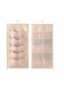 1 Pc Hanging Bra Organizer With Rotating Metal Hanger, Extra-Large Dual Sided Wall Shelf Wardrobe Mesh Pockets Hanging Storage Bag For Bra Socks Underwear Underpants,Double Side Underwear Storage Bag, Functional Lingerie Packing Bag, Hanging Bra Socks Organizer, Bag For School School Accessories School Stuff
