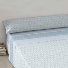 Mercury Textil 夏季和中季床單套件 50% 棉和 50% 滌綸，印花床單套件，帶花朵、幾何設計，3 件套，包括枕頭套 + 床單 + 床笠。觸感柔軟、輕薄且可調整。非常適合增添現代和優雅的氣息✅ 24/48 小時內發貨✅ 快速發貨 - 達利藍 - 查看 1