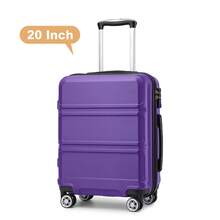 20 Inch Lightweight ABS Fashion Cabin Suitcase Carry-On Hand Luggage With TSA Lock YKK Zipper 4 Double Wheels Trolley Travel Case Ideal For Business Trips Travel Vacations Men And Women - Purple - View 2