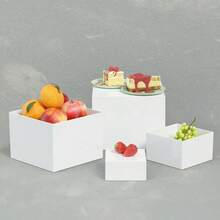 1/6pcs Acrylic White Square Storage Box, Desktop Organizing Box And Storage Box, Living Room Horizontal Organizing Box, Party, Wedding, Festival Dessert Cake Display Organizing Box, Baking Pastry Plate - White - View 12