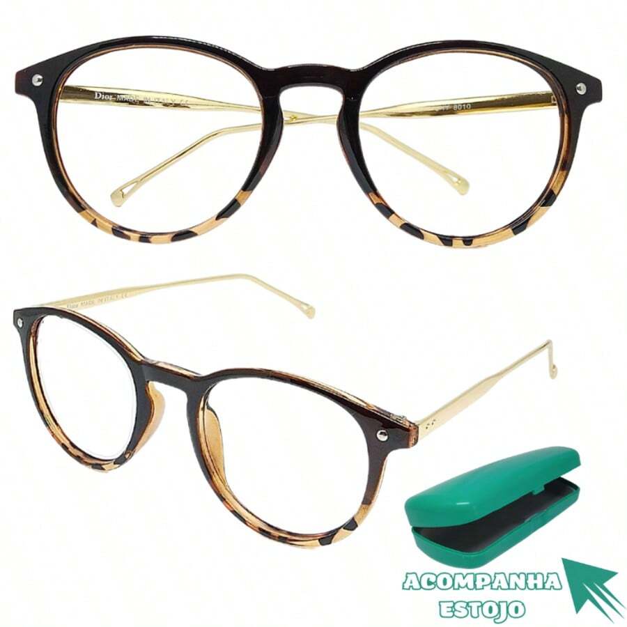 00 Reading Glasses Round ABS Geek Rest With Image Magnification GV8010 - Animal Print - View 1