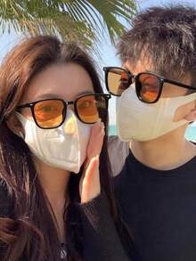 1副男女通用大框镶钻户外有色夜视时尚眼镜 - 橘色 - 查看 4