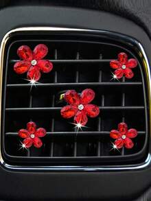 5 件装闪亮水晶宝石花汽车出风口装饰夹汽车装饰夹饰品