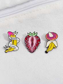 创意卡通香蕉和草莓系列胸针，多功能胸针装饰，可用于背包、帽子、独特徽章 - 彩色 - 查看 14
