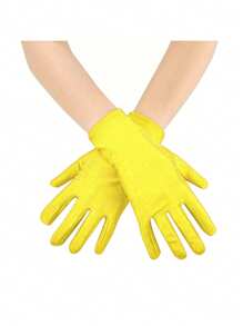 D EXCEED 1/3 Pcs Women's Short Satin Opera Gloves Formal Dancing Gloves For Wedding Bridal Banquet Party Gloves 1920s Flapper Accessories, Halloween