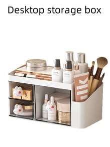 صندوق تخزين مكتبي وتخطيطي قطعة واحدة، منظم على شكل درج لمكتب، إكسسوارات الشعر، حامل أقلام، أدراج شفافة للرؤية والوصول السهل، تصميم مقسم