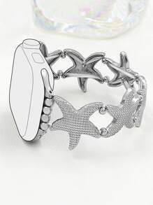 1 pièce Bracelet élastique en alliage de zinc doré avec étoile de mer simple et pour femmes. Compatible avec les bracelets de montre de 38/40/41/42/44/45/49 mm. Compatible avec les séries Ultra2/SE/9/8/7/6/5/4/3/2/1. Bracelet de montre femme style océan. Accessoire de mode de qualité pour femme. Bracelet/sangle pour montre connectée. Sangle personnalisée et unique, cadeau pour la Saint-Valentin ou la Fête des Mères