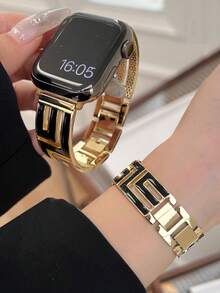 极简金属表带适用于 Series 10 9 8 7 6 5 4 3 SE Ultra，珍珠油金金属，时尚透气优质表带，兼容 38/40/41/42/44/45/46/49 毫米，通勤和日常佩戴皆宜，佩戴舒适