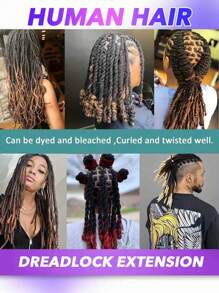 Extensión de cabello trenzado de cabello humano virgen brasileño Dreadlocks de 0,2 de ancho, extensión de cabello tipo dreadlock, 10 hebras de extensiones de cabello humano tipo dreadlock, extensión de cabello humano tipo dreadlock hecha a mano para hombres, mujeres y niños que pueden rizarse y teñirse, 8 - 18 pulgadas, 1B30