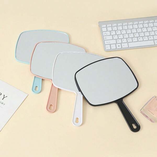 1pc Handheld Makeup Mirror, Multi-Function Portable Hanging Solid Color High Definition Beauty Cosmetic Mirror