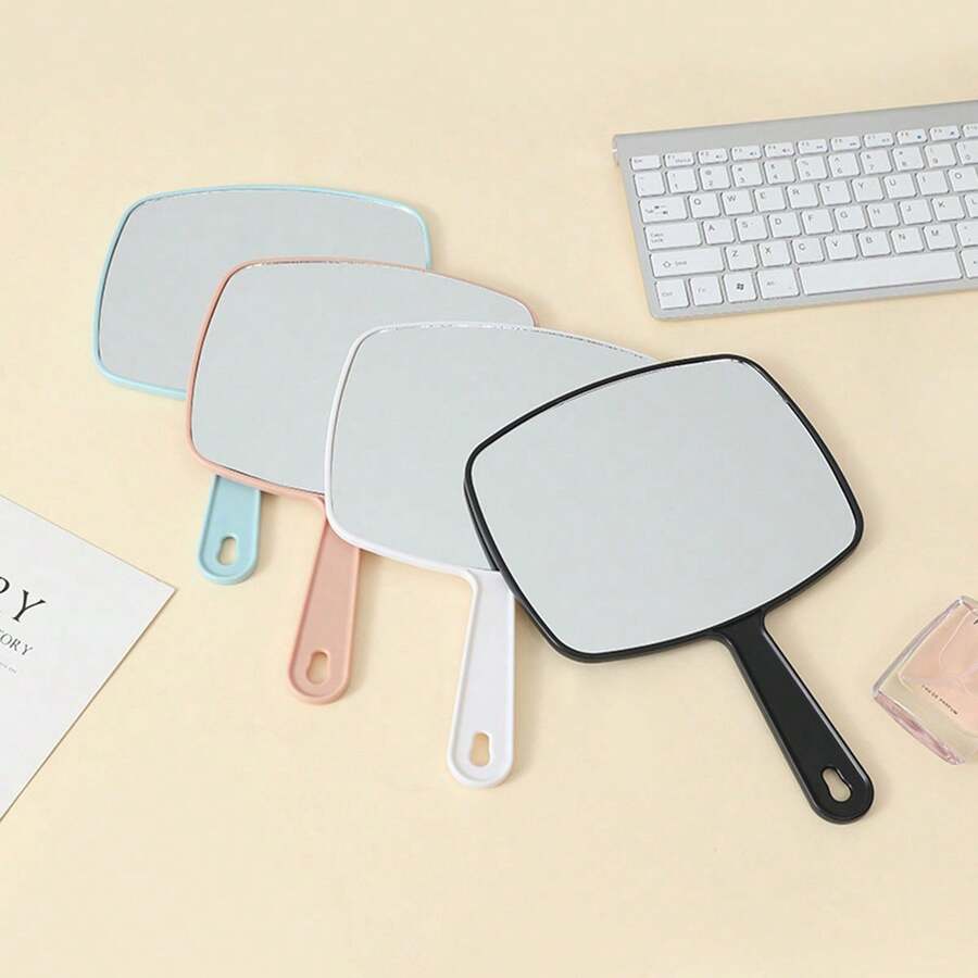 1pc Handheld Makeup Mirror, Multi-Function Portable Hanging Solid Color High Definition Beauty Cosmetic Mirror Home Decor Back To School Room Decor School Supplies