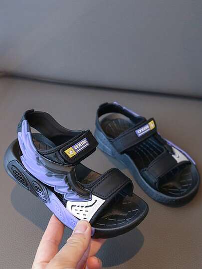 1双儿童凉鞋，男女童时尚渐变翅膀设计运动凉鞋，新款软底幼儿休闲平底沙滩鞋，适合夏季穿着